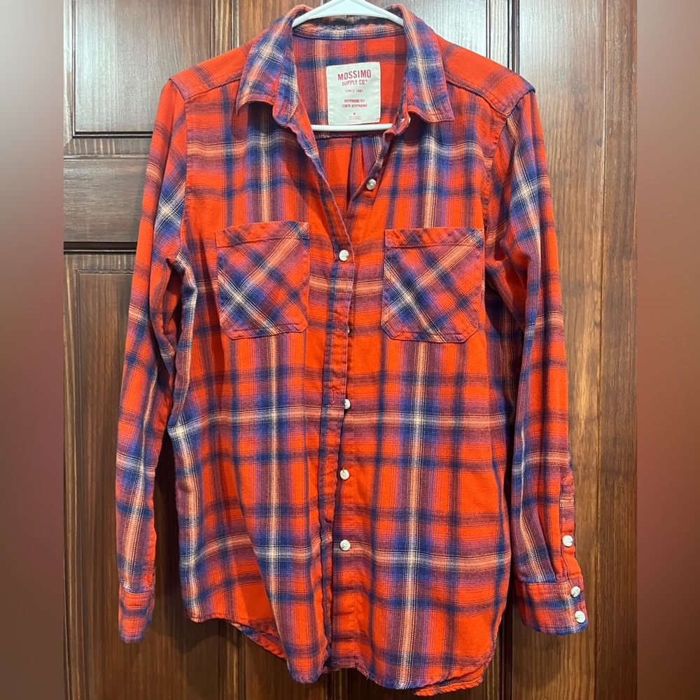 Mossimo Orange and Blue Plaid Shirt
